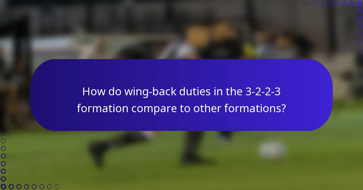 How do wing-back duties in the 3-2-2-3 formation compare to other formations?